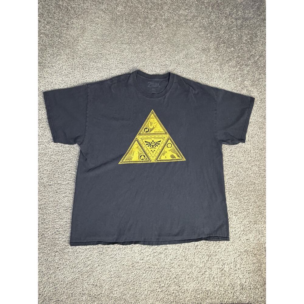 Zelda Shirt Mens 2XL Black Triforce Graphic Crew Neck Tagless Cotton Relaxed Fit